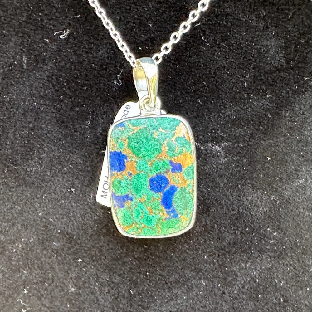 Colorful 925 silver Mojave Azurite Malachite Pendant - Picture 3 of 6